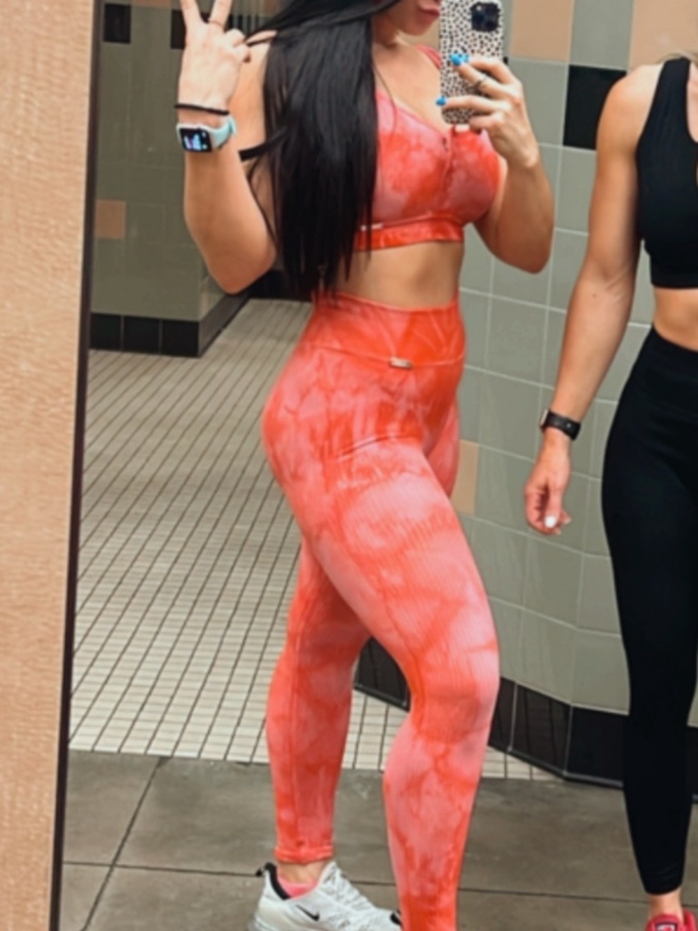 Bombshell Sportswear Coral Tie-Dye High-Waist Leggings